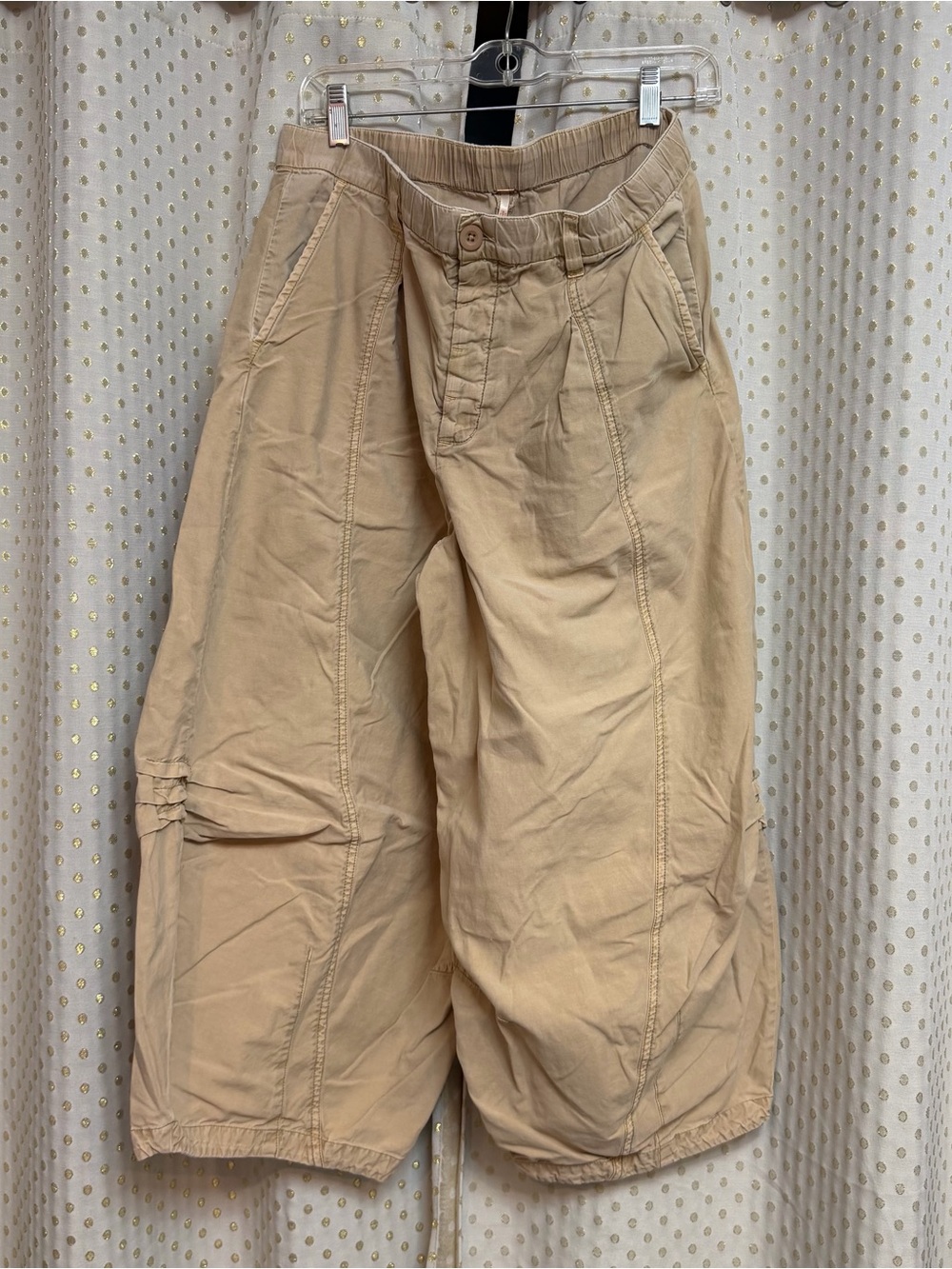 Free People Wide-Leg Cargo Pants in Tan